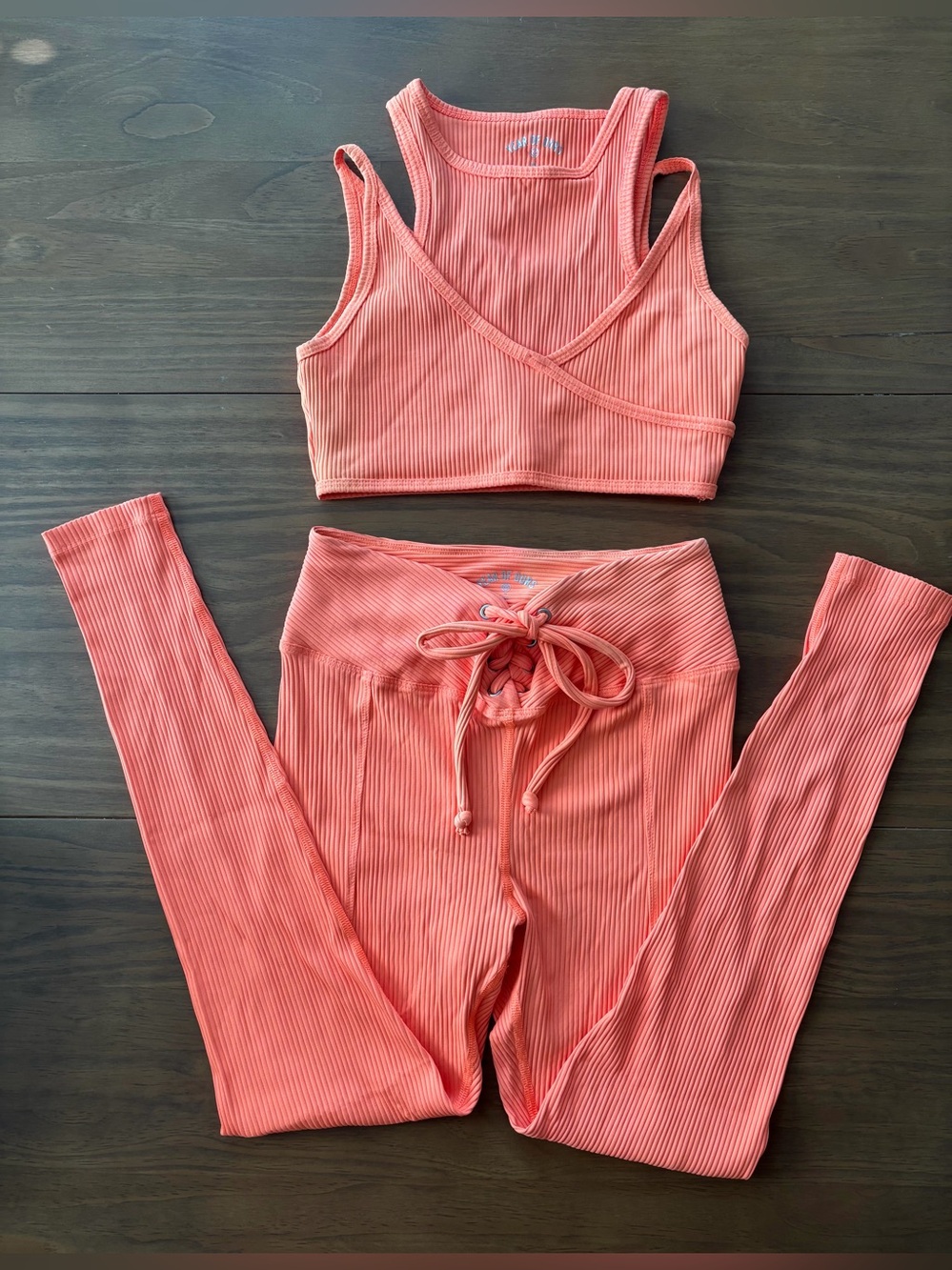 YEAR OF OURS Ribbed Bright Sporrs Bra & High-Waist Football Leggings Set